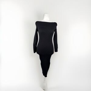 Petal & Pup Ribbed Knit Midi Dress Long Sleeve Feminine Contemporary S/M